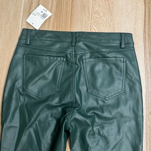 Forever 21 Dark Green Faux Leather Green Pants NWT Bootcut Size Medium Regular - Picture 4 of 13